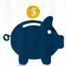 Piggy bank icon representing cost savings